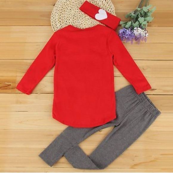 3pc Valentine Red Heart Top Headband Legging Set - Picture 7 of 8